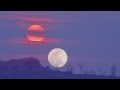 Stable Moonrise Vs Shaky Sunset Telephoto Timelapse (blended)