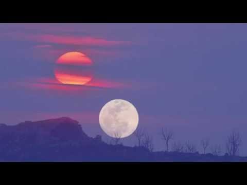 Stable Moonrise Vs Shaky Sunset Telephoto Timelapse (blended)