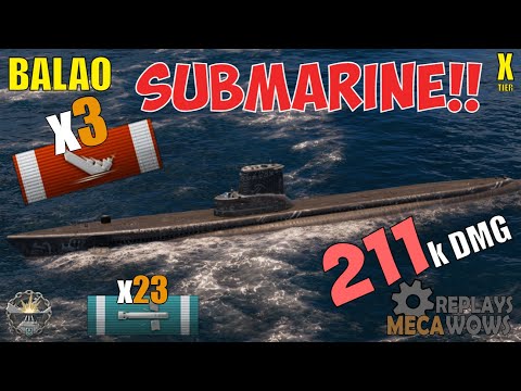 Submarine Balao 3 Kills & 211k Damage | World of Warships Gameplay