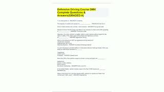 Defensive Driving Course DMV Complete Questions  AnswersGRADED A71