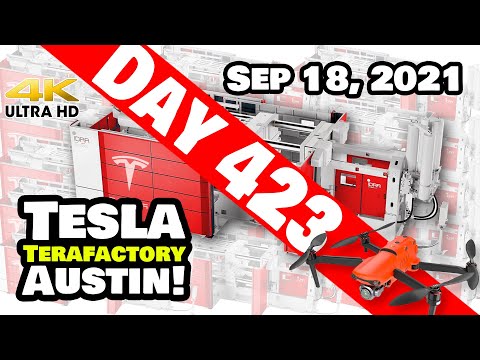 Tesla Gigafactory Austin 4K  Day 423 - 9/18/21 - Terafactory Texas - 16 GIGA PRESSES AT GIGA TEXAS?!