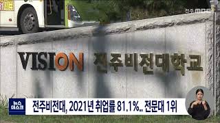 MBC 뉴스> 전주비전대 2021년 교육부 전문대 취업률 1위(졸업생 천명이상) 영상 섬네일