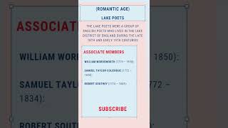 Lake Poets| Romantic age Movement
