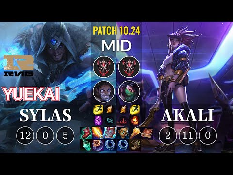 RNG yuekai Sylas vs Akali Mid - KR Patch 10.24