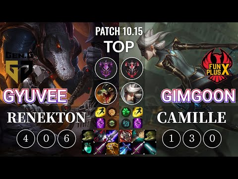 GEN gyuvee Renekton vs FPX GimGoon Camille Top - KR Patch 10.15