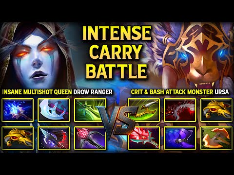 INTENSE HARD CARRY BATTLE | Insane Multshot Queen Drow Ranger Vs. CRIT 7 BASH Monster Carry URSA