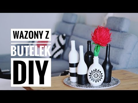 WAZON Z BUTELKI - BLACK AND WHITE - DEKORACJA DO DOMU DIY - FLAKON ZRÓB TO SAM