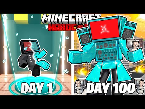 Fozo Survives 100 Days as DIAMOND TV MAN - Hardcore Minecraft Madness