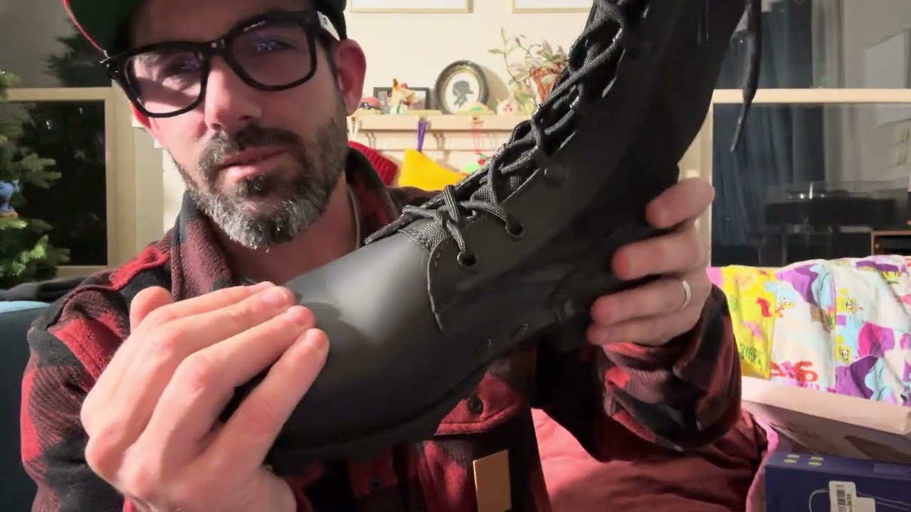 Men's Military Jungle Combat Boots Black Leather Tactical