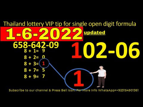1-6-2022  Thailand lottery vip tip for single open digit formula