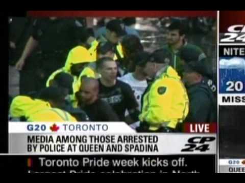Toronto Police detain & process Black Bloc? Spadina Queen Public G8 G20 Summit rain Sammy Katz CP24