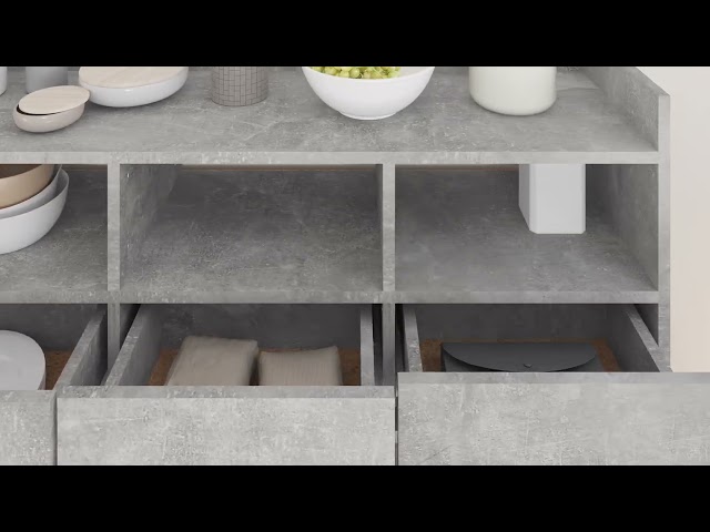 Video Teaser für 808381 vidaXL Sideboard Concrete Grey 105x30x70 cm Engineered Wood