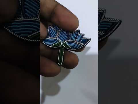 Blue garment handmade embroidered badges, size: h4 x 4.5 cm