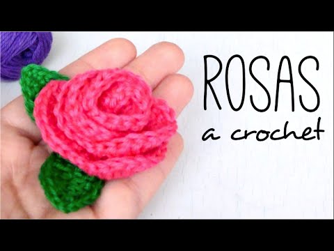 Rosas con Hojas a crochet 