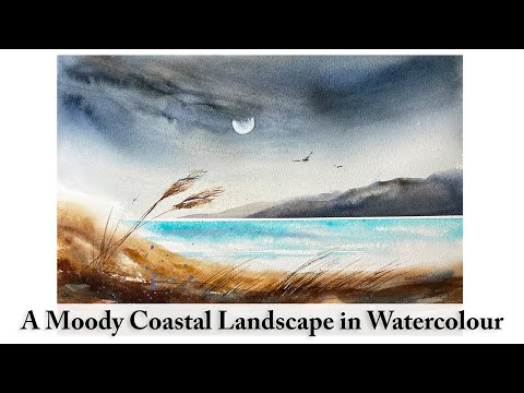 Watercolour Demonstration - A Moody Coastal Landscape | Painting a Stormy Sky