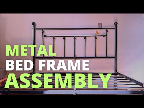 SHA CERLIN 14" Queen Size Metal Platform Bed Frame/Victorian Headboard and Footboard/Steel Slats Mattress Foundation for Storage/No Box Spring Needed/Noise Free/Black video review thumbnail