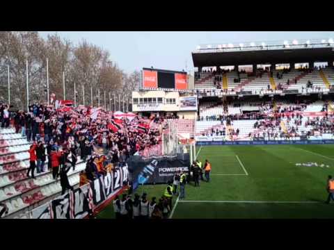 Rayo Vallecano fans sing to the team post match