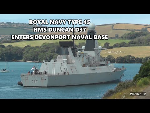 HMS DUNCAN D37 ENTERS DEVONPORT NAVAL BASE AT MOUNT WISE HEADING FROM ANCHOR 14 TO BASE 18-7-25