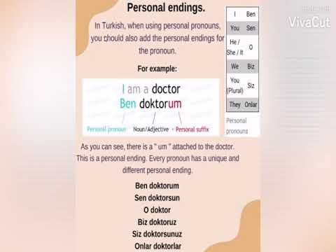 How to make |Turkish personal / subject pronouns and personal endings / suffixes|in Turkish.