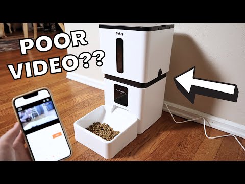 Yakry Automatic Cat Feeder with Camera - 5G WiFi Easy Setup App Control Cat Dry Food Dispenser with Stainless Steel Bowl, 4L/17 Cups, HD 1080P Video with Night Vision for Small Pets Indoor video review thumbnail