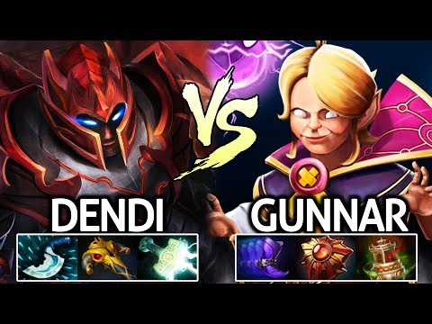 DENDI Dragon Knight Mid VS GUNNAR Invoker Q W Crazy Plays 7.22 Dota 2