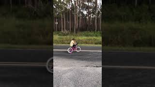 Caroline riding he bicycle