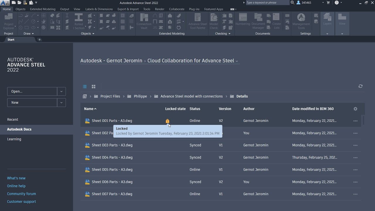 Advance Steel 2022: New Home Screen