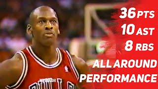 All Around Performance! Michael Jordan 36 pts 10 ast 8 rbs (1989.12.08) | Doug Collins Commentator