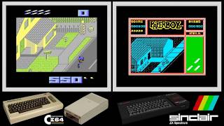 C64 vs ZX Spectrum : PAPERBOY (Side by side comparison)