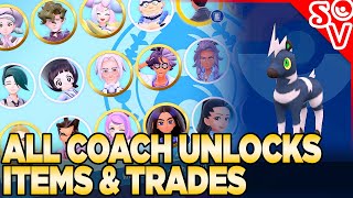 Shiny Blitzle! All League Coach Unlocks, Trades, & Items in Pokemon Indigo Disk