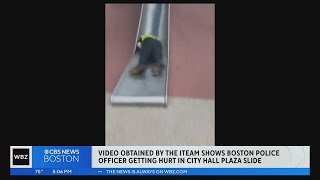 I-Team: Video shows BPD officer get injured on City Hall slide