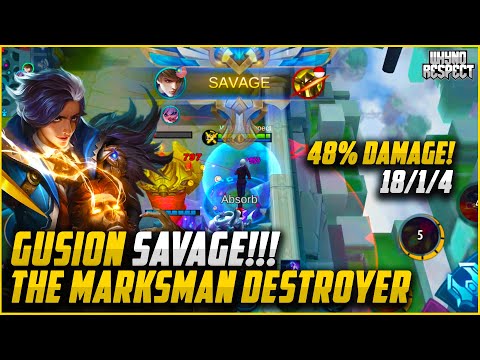 AUTO SAVAGE WHEN GUSION SEES MARKSMAN | Gusion Gameplay 18 KIILS | Mobile Legends