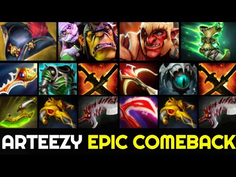 ARTEEZY 65min Epic Comeback — Divine Rapier Alchemist vs 9 Slotted Troll Warlord 7.28 Dota 2