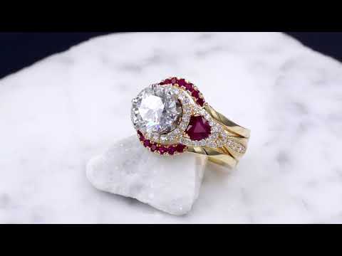 Vintage Old World Engagement Ring and Top Bead Enhancer with Ruby Accents