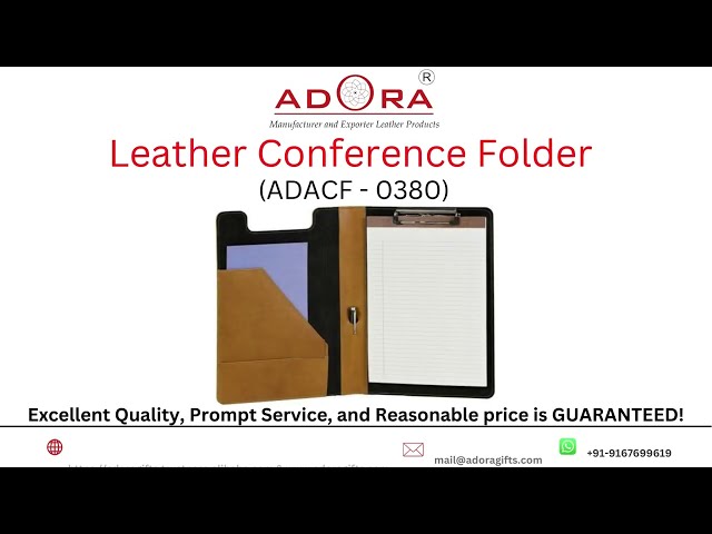 Conference Folders - High Quality PU Leather Brown File Folder ...