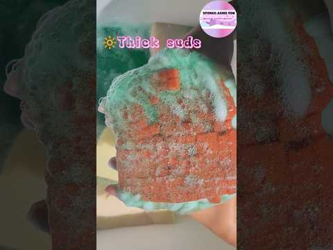 ASMR 💚Thick dish soap suds 🫧☁️☁️🫧 Satisfying squeezes #shorts #spongesqueeze #squeeze #sponges