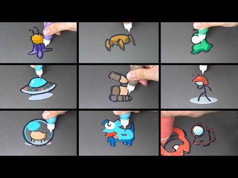 Among us Pet Pancake Art - Hamster, Dog, Brainslug, Ellie, UFO, Mini Crewmate, Bedcrab, Robot, Squiq