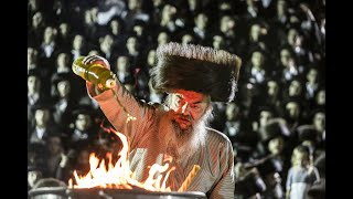 ההדלקה הסוערת של האדמו''ר מלעלוב במירון |  Lelover Rebbe Hadlukah in Meron