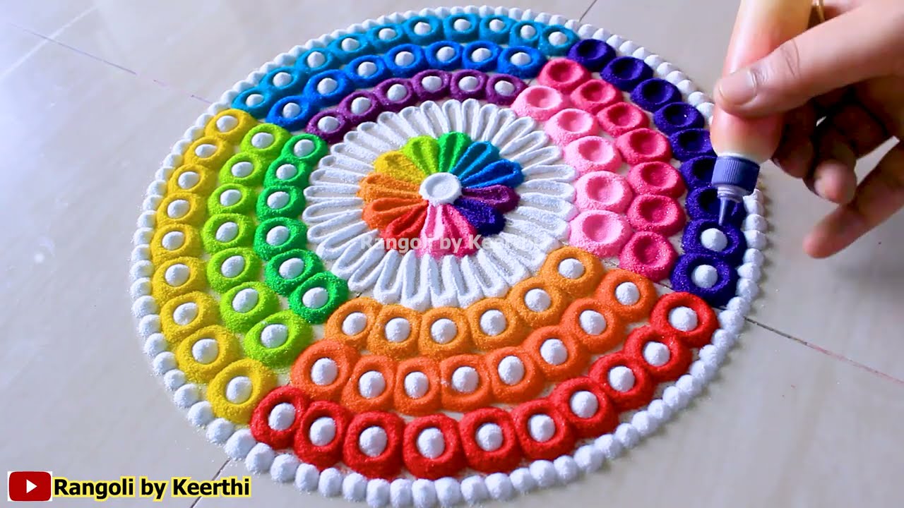  simple rangoli design using with fork by keerthi