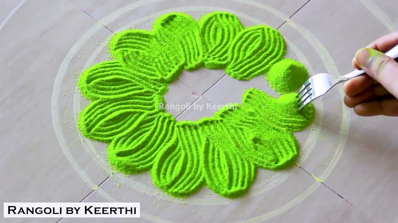  simple rangoli design using with fork by keerthi