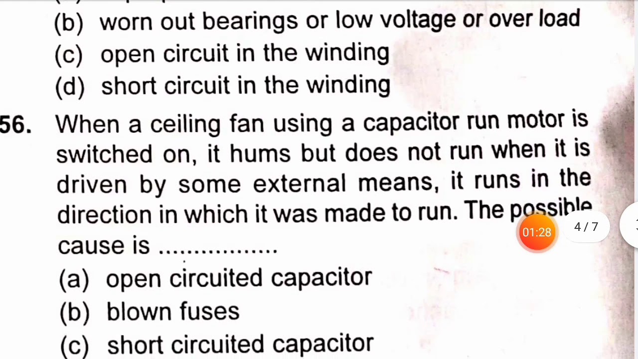 SINGLE PHASE INDUCTION MOTORS MCQS PART 3