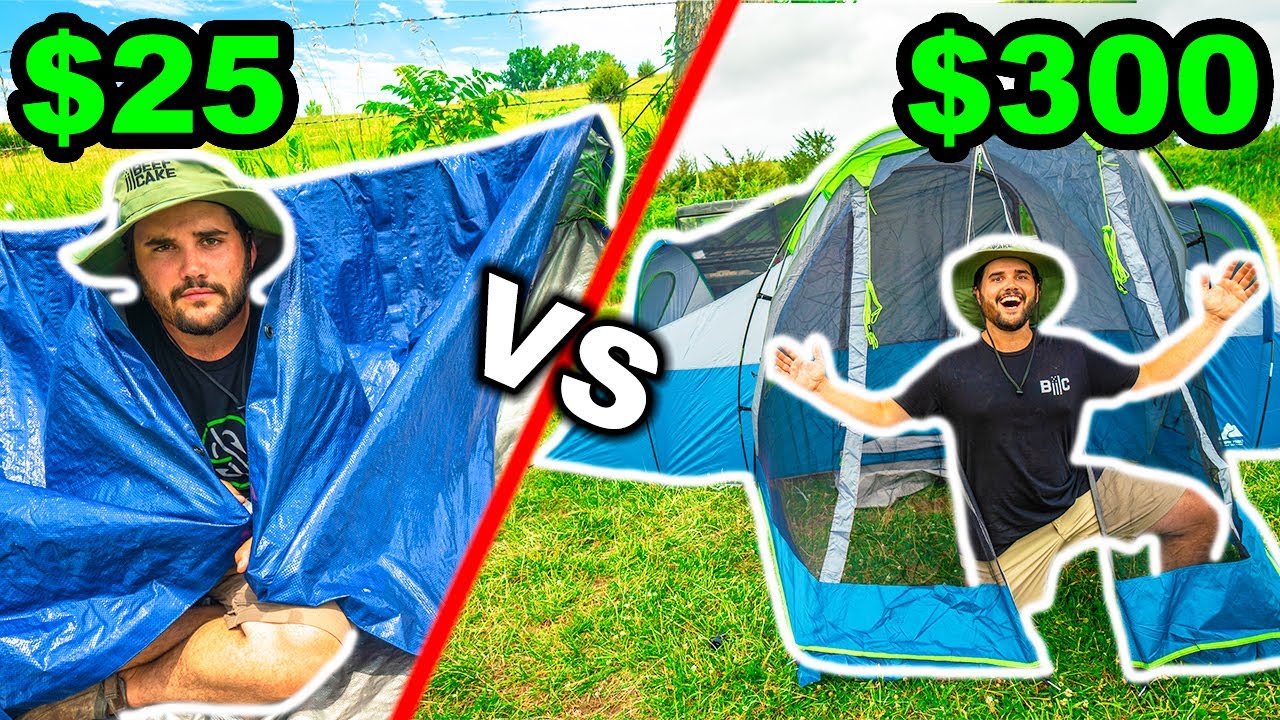 Walmart CHEAP vs EXPENSIVE Budget OVERNIGHT Camping CHALLENGE! (Backyard Edition)