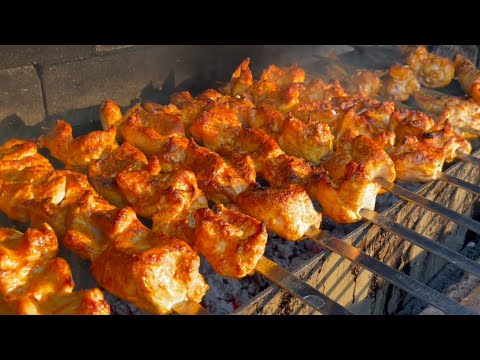 Uzbekistan Steet Food Style Chicken Kebabs