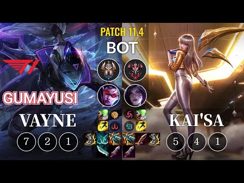 T1 Gumayusi Vayne vs Kai'Sa Bot - KR Patch 11.4