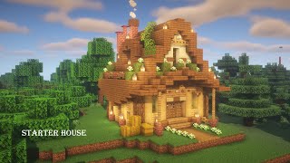 [マイクラ建築]おしゃれな初期拠点の作り方 木造のかわいいお家[Minecraft][tutorial][survival][starter house]