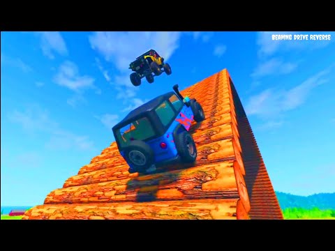 Reverse Cars 🚗 vs log Bridge - BeamNG Drive || Reverse Cars 🚗 Test