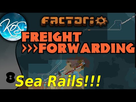 Factorio Freight Forwarding Mod 8 - PUMPING OIL FROM THE SEA BED - Ships, trains! - Let's Play