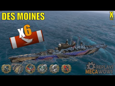 Cruiser Des Moines 6 Kills & 200k Damage | World of Warships Gameplay