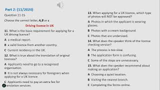 IELTS listening - Driving license (Actual test 11/2024) - with answer and transcript