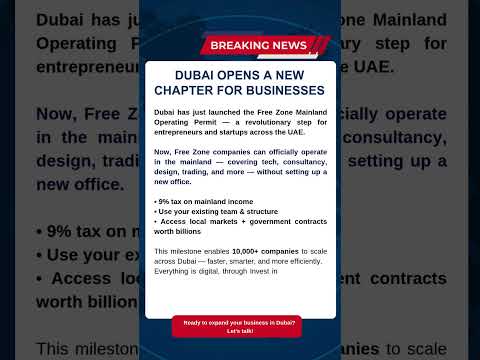 New Free Zone Mainland Permit | Low Cost Company Setup in Dubai